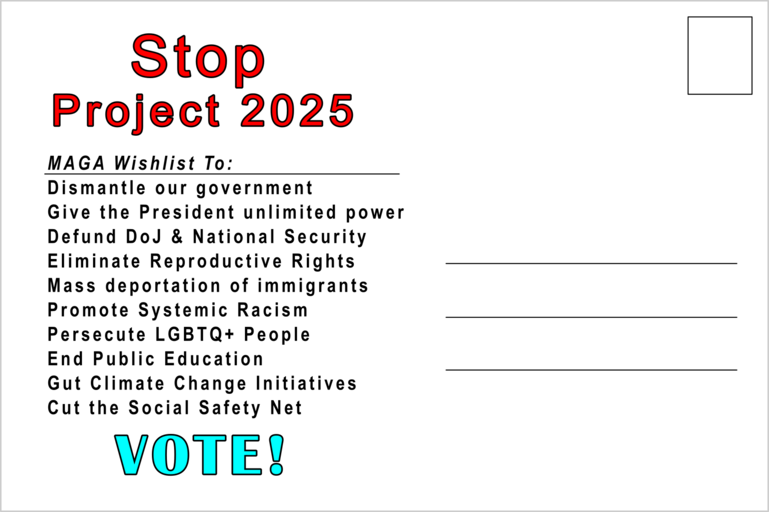 Postcards to on Project 2025 Red Wine & Blue